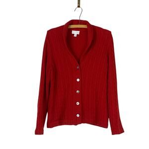 Charter Club Cashmere Cable Knit Cardigan Red Size L